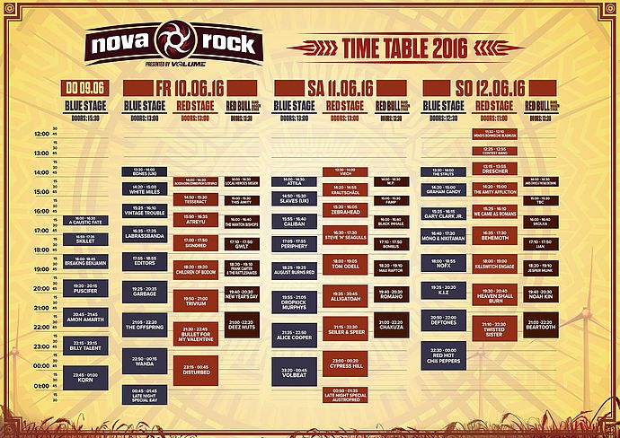 Nova Rock - Time Table